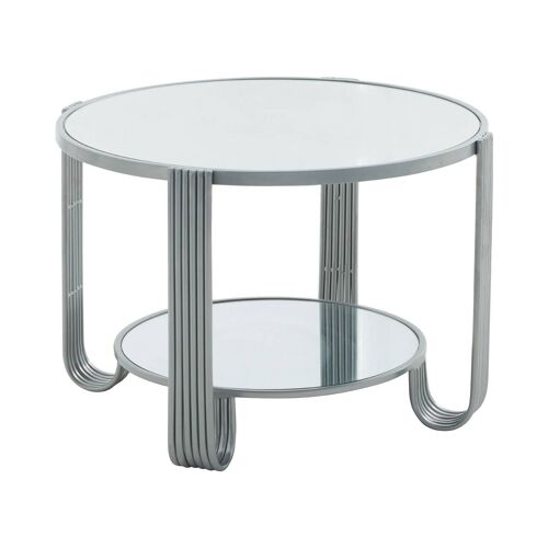 Jolie Round Mirrored Top Silver Frame Table