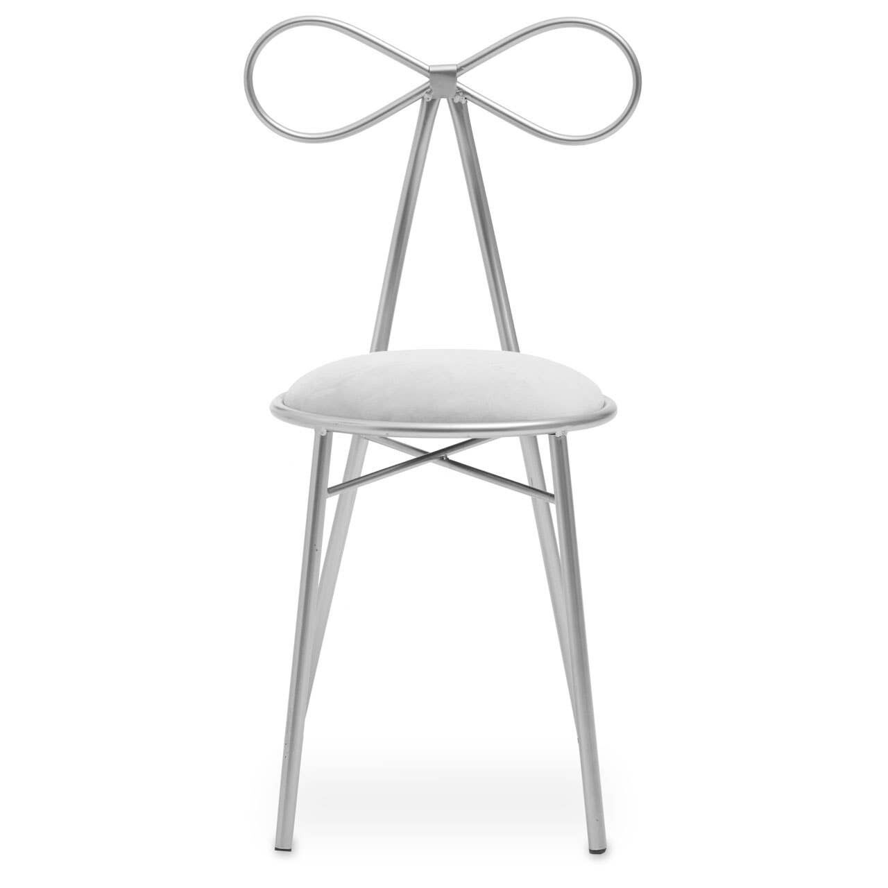 Sedia Jolie Silver Bow in velluto argento