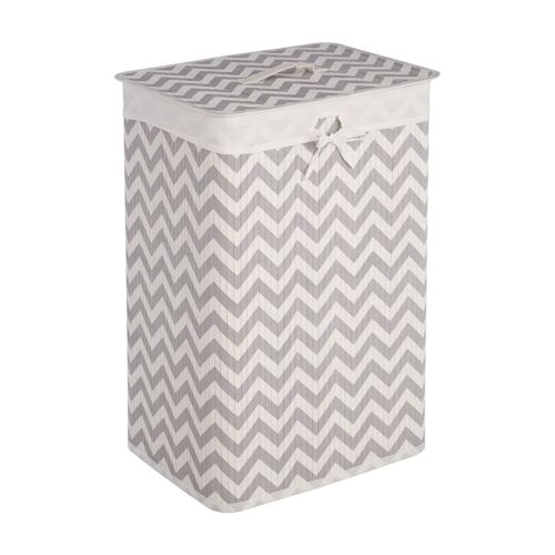 Kankyo White and Grey Chevron Laundry Hamper