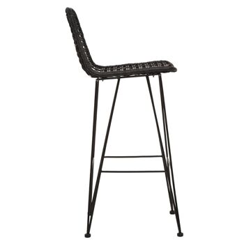 Chaise de bar en rotin naturel noir Lagom 4