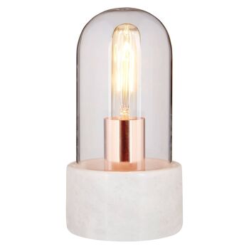 Lampe cloche Lamonte avec socle en marbre blanc 5