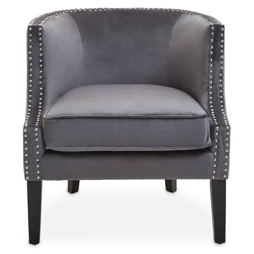 Larissa Grey Velvet Studded Chair