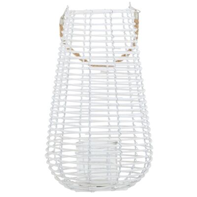 Lentigo Large White Rattan Lantern