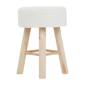 Tabouret en corde de coton blanc Lentigo 3