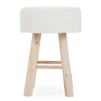 Tabouret en corde de coton blanc Lentigo 6