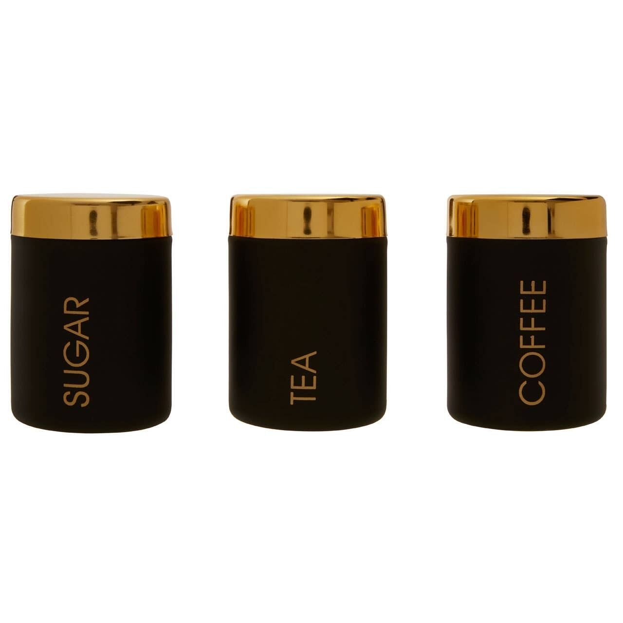 Shops gold tea coffee sugar canisters