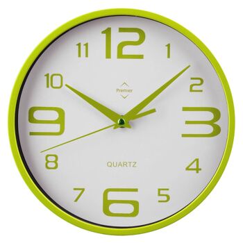 Horloge murale en plastique vert citron et blanc 1