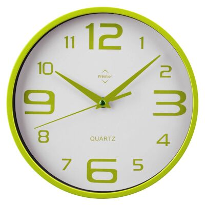 Lime Green and White Plastic Wall Clock