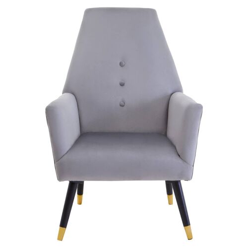 Loretta Grey Velvet Button Detail Chair