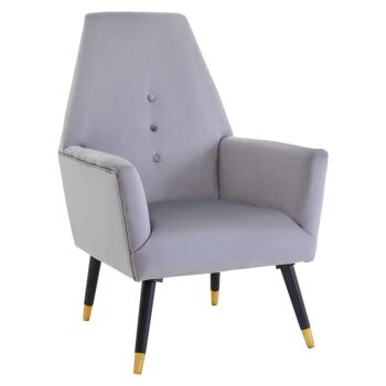 Chaise à boutons en velours gris Loretta 3