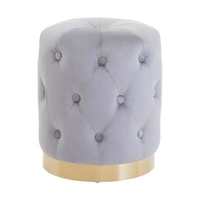 Loretta Grey Velvet Button Tufted Stool