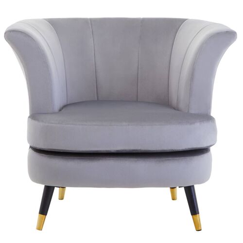 Loretta Grey Velvet Scalloped Chair