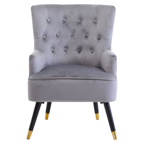 Loretta Grey Velvet Tufted Chair