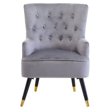 Chaise capitonnée en velours gris Loretta 1