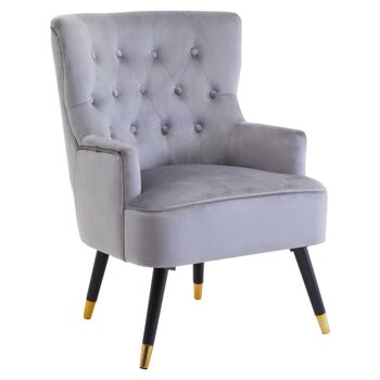 Chaise capitonnée en velours gris Loretta 3