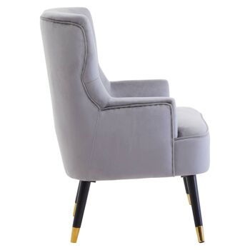 Chaise capitonnée en velours gris Loretta 4