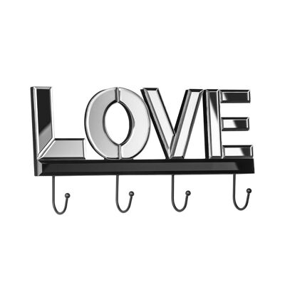 Love Mirrored 4 Hook Wall Hanger