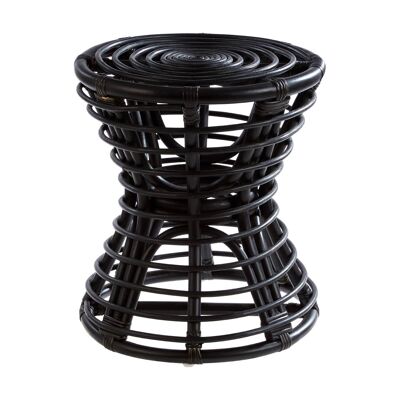 Maka Black Rattan Stool