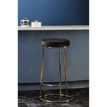 Tabouret de bar haut Manhattan en velours noir 5