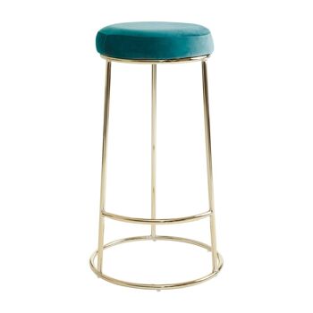 Tabouret de bar haut en velours vert Manhattan 1