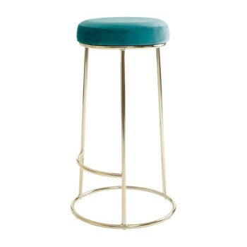 Tabouret de bar haut en velours vert Manhattan 4