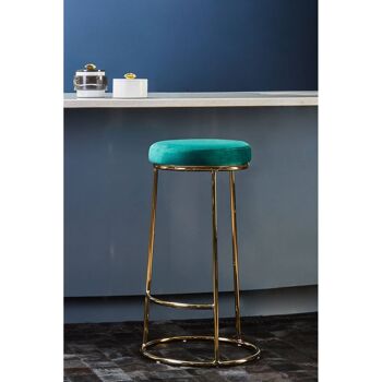 Tabouret de bar haut en velours vert Manhattan 5