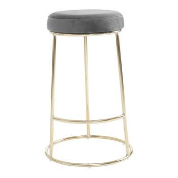 Tabouret de bar en velours gris Manhattan 1