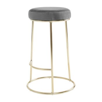 Tabouret de bar en velours gris Manhattan 4