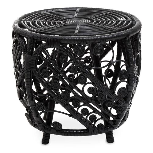 Mataram Black Rattan Stool/Table