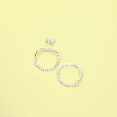 circle chain studs - silver