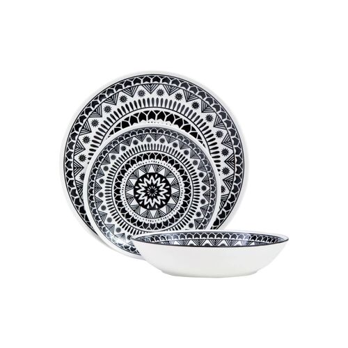 Maya Black/White 12 pc Dinner Set