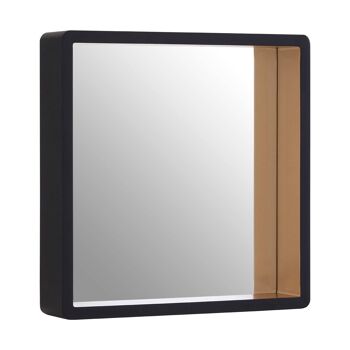 Miroir mural moyen noir avec bord doré 3