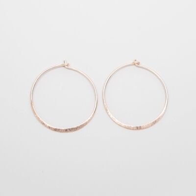 satin flat hoops - rose gold - L