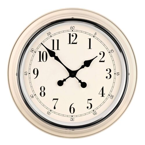 Metal Ivory and Chrome Finish Wall Clock