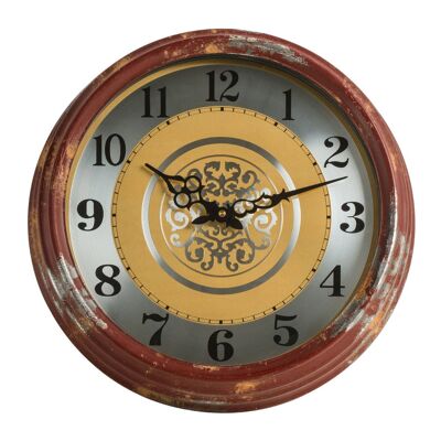 Metal Wall Clock with Distressed Frame
