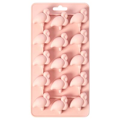 Mimo 15 Ice Cube Tray, Light Pink Silicone, Flamingo Design