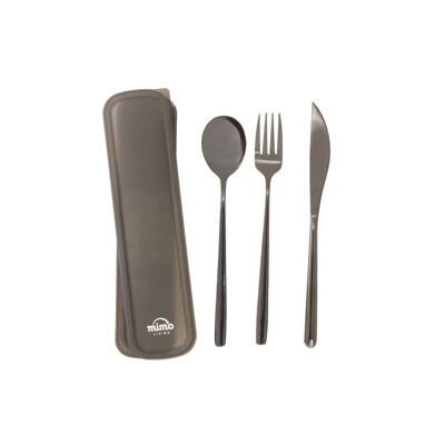 Mimo 3 Pc Black Portable Cutlery Set