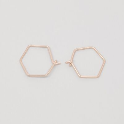 hexagon hoops - rose gold