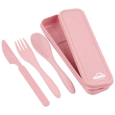 Mimo 3 Pc Pink Finish Wheat Straw Cutlery Set