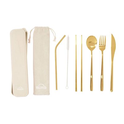 Mimo 6 Pc Gold Finish Cutlery Set with Box