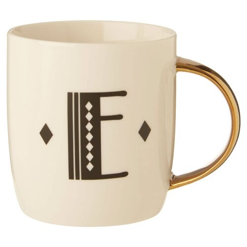 Mimo Diamond Deco E Letter Monogram Mug