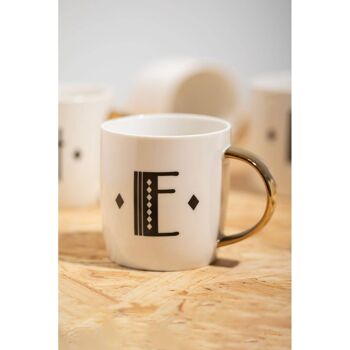 Mimo Diamond Deco E Lettre Monogramme Mug 5