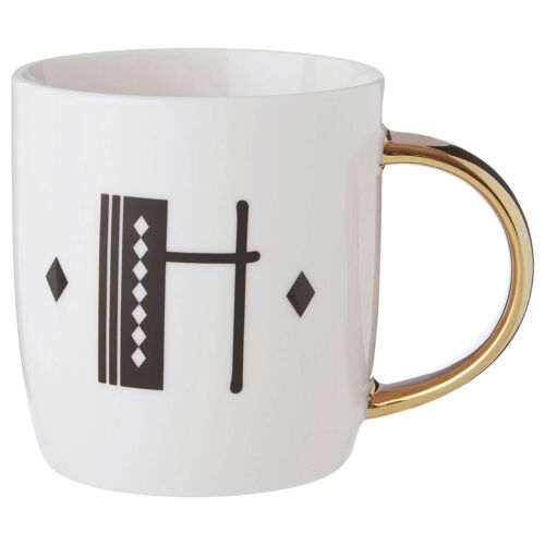 Mimo Diamond Deco H Letter Monogram Mug