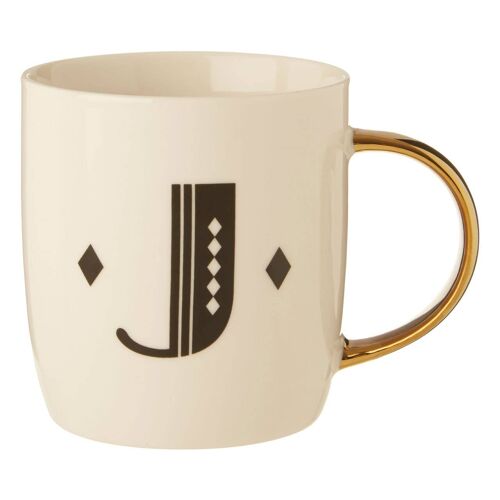 Mimo Diamond Deco J Letter Monogram Mug