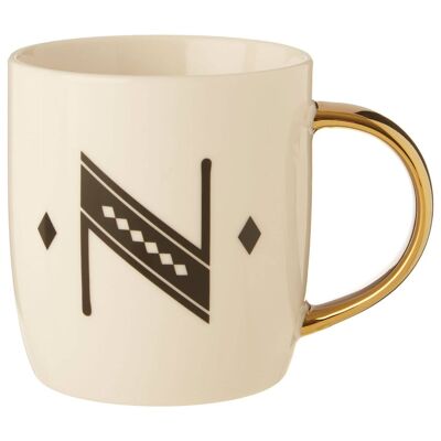 Mimo Diamond Deco N Letter Monogram Mug