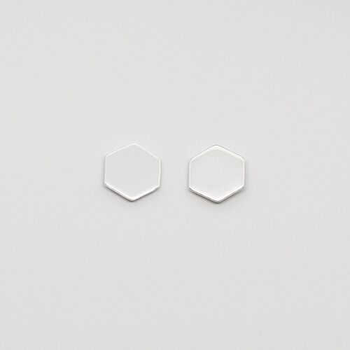 shiny hexagon studs - Silber