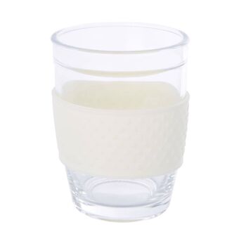 Tasse en verre Mimo avec couvercle en silicone crème 3