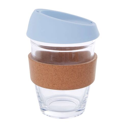 Coffee Glass Mug with Silicone Sleeve & Lid (340ml)