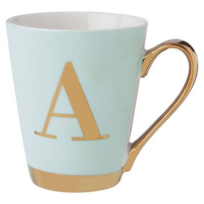 Mimo Green Frosted Deco A Letter Monogram Mug