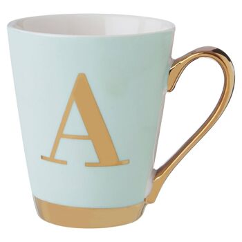 Mimo Green Deco Givré Tasse Monogramme Lettre A 2